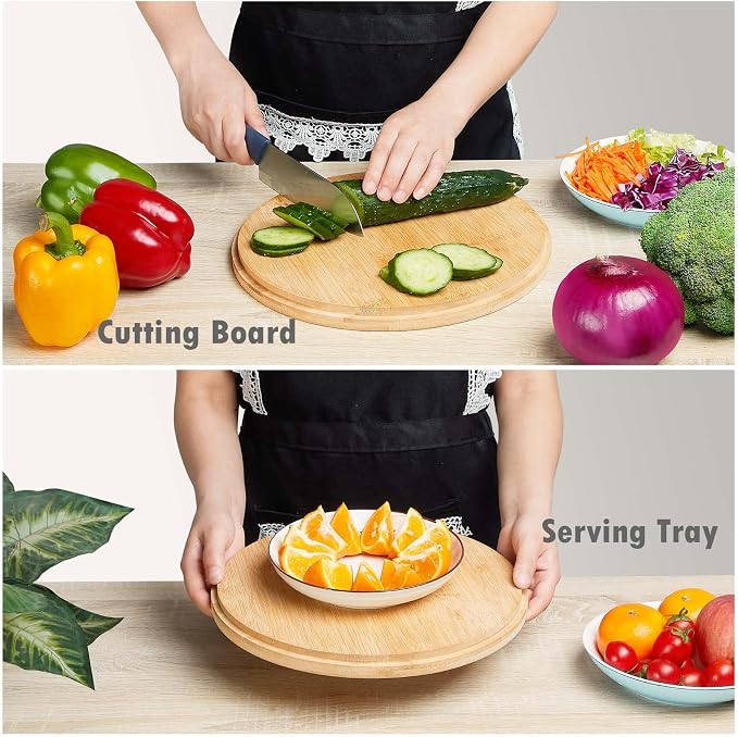12.6" Extra Large Salad Serving Bowl Set with Wooden Lid&Utensils, 8.4Qt. Bamboo Fiber Salad Bowl with Servers for Kitchen, Lightweight Big Bowl White for Mixing Salad,Fruit,Pasta
