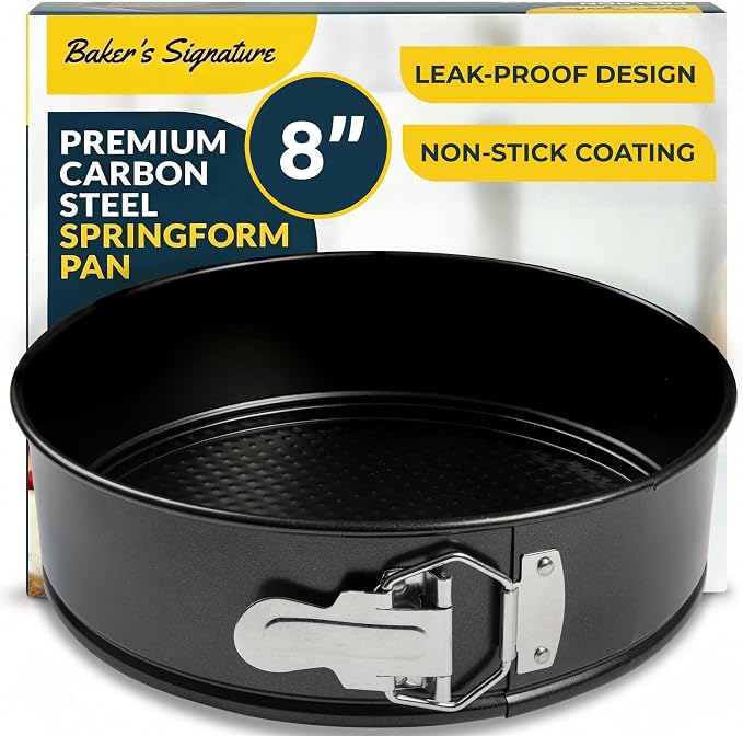 Cheesecake Pan 8" Carbon Steel With Removable Bottom – Leakproof Design | Nonstick Coating Springform – Durable Cake Mold With Secure Latch, Even Heat Cheese Cake Pans For Baking