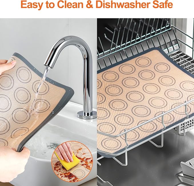 HOOMIL Macaron Silicone Baking Mats, 13 x 9 Inch, 2 Pack, Nonstick | Quarter Sheet, Food-Safe, BPA Free, Dishwasher Safe, Dual-Circle Guidelines Baking Sheets, Fits Quarter Sheet Pan