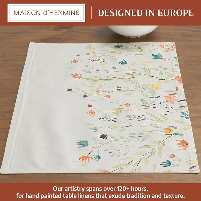 Maison d' Hermine Placemats Set of 4 Reusable 100% Cotton (13"x19") | Cloth Place Mats Washable Table Mats for Kitchen Dining Party Wedding Hotel Home Restaurant Spring Summer - Colmar