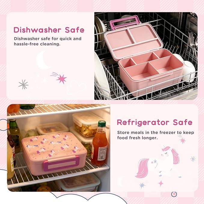 Kids Bento Lunch Box with 8oz Thermo, Ice Pack & Dividers for School | Food Container 5 Compartments,Insulated Food Jar,Keep Warm&Cold,Removable Dividers,Leak-Resistant,BPA-Free,Easy to Clean