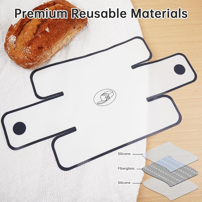 NiHome Silicone Bread Sling 4 Pack, Nonstick Reusable Loaf Pan Liner, White | Eco-Friendly Fits 9x5, 9.5x5, 10x5 Inch Bakeware, Dishwasher Safe, Clever Folded Corners Prevent Batter Leakage