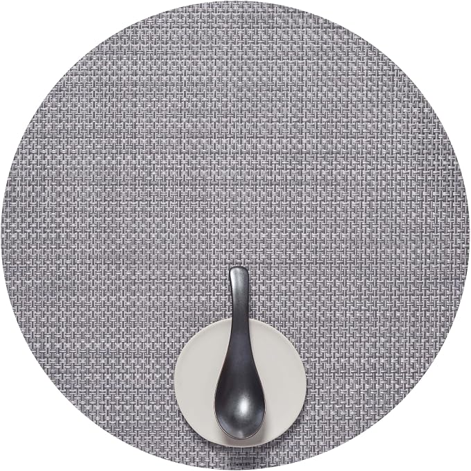 Chilewich Basketweave Placemats, Woven Round Placemats Set of 4 | Reusable, Stain-Resistant, Indoor/Outdoor Tabletop Protection, Shadow, 15"