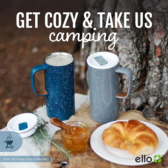 Ello Campy 18oz Insulated Stainless Steel Travel Mug with Handle, Matte Black