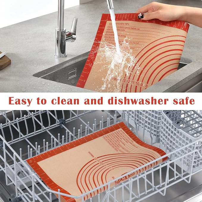 Extra Thick Silicone Pastry Mat Large - NonStick Silicone Baking Mat Dough | With Measurement for Kneading Fondant/Counter Pad Dough Rolling Silicon Cookie Sheet Pie Crust Sourdough Bread Supplies Bake