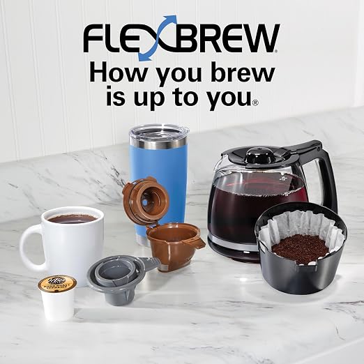 Hamilton Beach FlexBrew Trio 2-Way Drip & Single Serve Coffee Maker | Single Serve Coffee Maker & 12 Cup Coffee Maker | Compatible With K-Cups, Pods or Grounds | Fast Brewing | Black | 49902JN