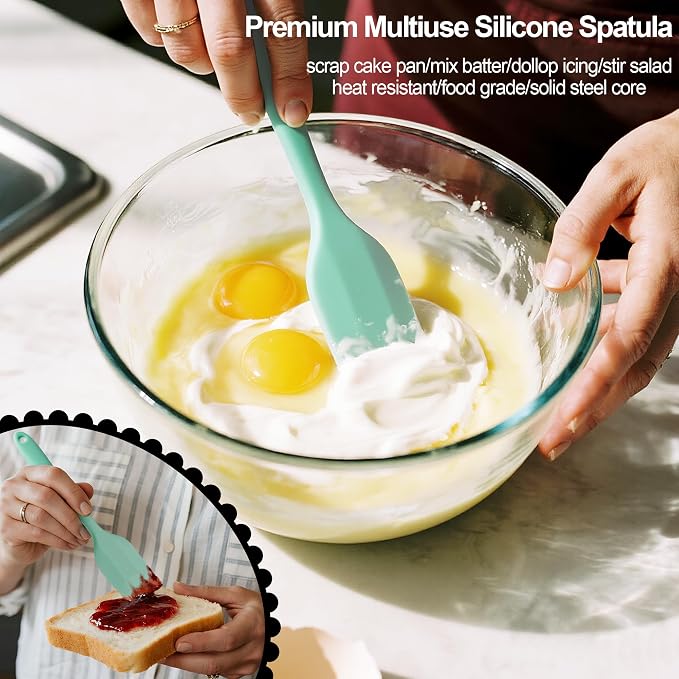 9½ Inch Round Cake Pan, 2PCS Stainless Steel Cake Pans &100 Parchment Paper | Nonstick Circle Round Cake Pans Tins for Birthday Baking Layer Cake, Healthy & Non-Toxic, Silicone Spatula & Dishwasher Safe