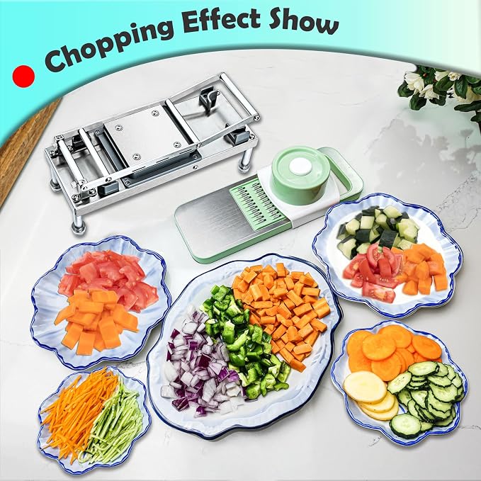 Vegetable Chopper Veggie Cutter Onion Food Potato Tomato Dicer With Blade | Stainless Steel Construction, Fruit Potato Salad Dicer, Dishwasher Safety, Easy Cleaning, Safety Hand Guards