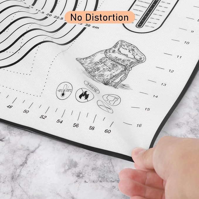 Silicone Pastry Mat, Baking Mat for Rolling Out Dough, Dough Mat for Rolling, Fondant Mat, 20''(W)28''(L), Black