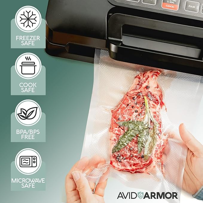 Avid Armor Pre-Cut Pint Size Vacuum Sealer Bags 6x10 Inch 200 Pack - BPA Free, Heavy Duty, Commercial Grade, Compatible with FoodSaver & Seal-a-Meal, Perfect for Sous Vide & Food Storage