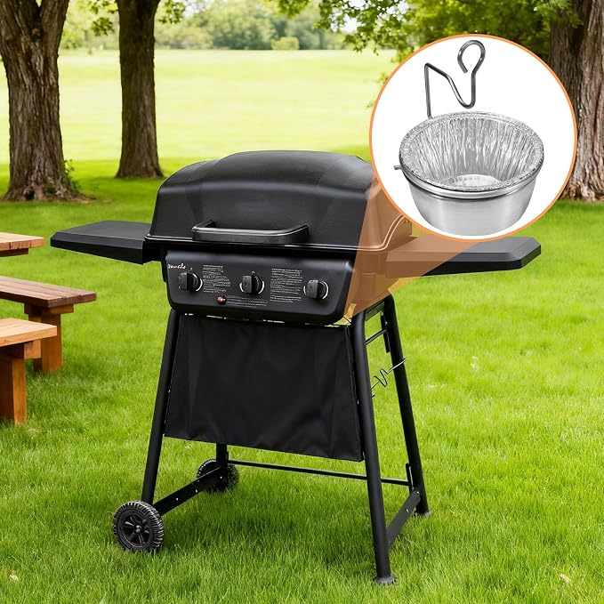 Grease Cup with Clip for Char-Broil/Kenmore Replacement Parts, Masterbuilt 30" & 40" Propane Smokers and Other Similar Grills, Grease Bucket Tray and 10-Pack Disposable Foil Liners
