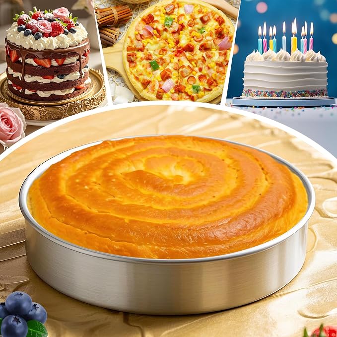 9 Inch Round Cake Pans Set of 2 with 100 Pieces Parchment Paper | Stainless Steel Round Cake Pans For Layered Cakes, No Coating Smash Baking Pan, Mirror Finish Dishwasher Safe Cake Mold
