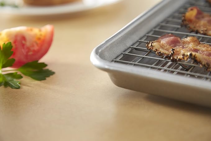 USA Pan Quarter Sheet Oven Safe Nonstick Baking and Cooling Rack (Pack of 2)