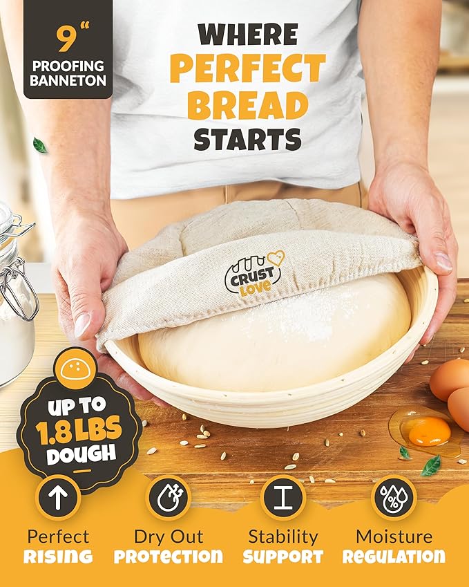 5 QT Enameled Dutch Oven for Bread Baking with Lid & Baking Set | Sourdough Dutch Oven for Bread Baking, Cast Iron Bread Oven with Lid, Banneton, Bread Sling, Lame, Dough Whisk & Clear Guide