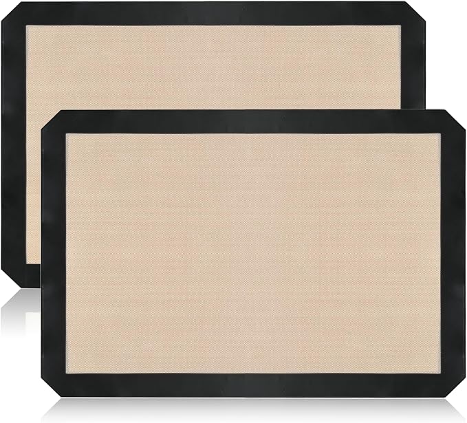 Luckyiren 2-Pack Silicone Baking Mats – Non-Stick Reusable Oven Liners for Half Sheet Pans (16.54" x 11.62"), BPA-Free Silicone, Easy to Clean, for Cookies, Roasted Veggies, Pizza & More | 2 16.54 x 11.62 in silicone mats for baking fit half sheet pans...
