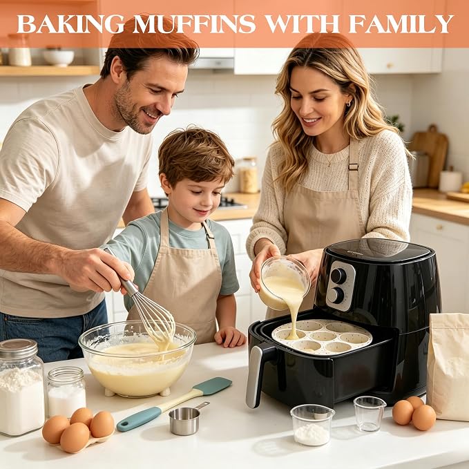 CAKETIME Silicone Muffin Pan for Air Fryer Oven, 7 Cups, 2 Pack | Nonstick, For Egg Bites, Muffins, Cupcakes, Mini Quiche
