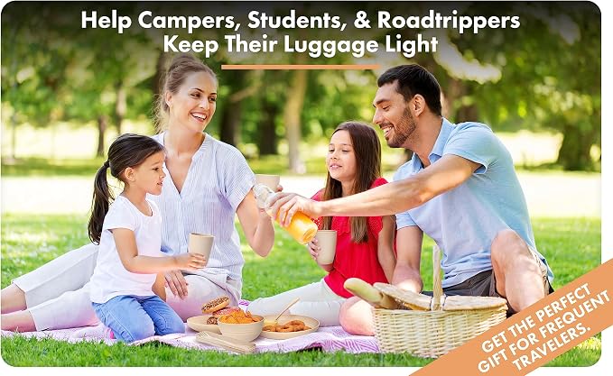 FOODLE Wheat Straw Dinnerware Set - Picnic, Camping Plates Cups and Bowls | BPA-Free & Safety Tested - Microwave & Dishwasher Safe - College Dorm Unbreakable Dishes - Great for Kids & Adults - For 4