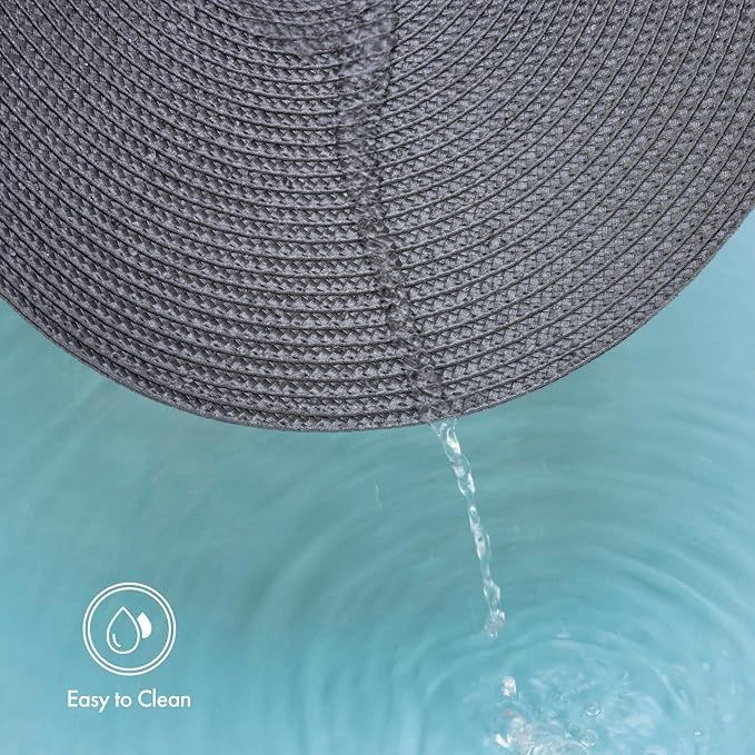 Winknowl Round Braided Placemats Set of 6 Washable Woven Heat Resistant Table Mats for Kitchen Dining Tables 15 inch Round Place Mats (Dark Gray,6pcs)