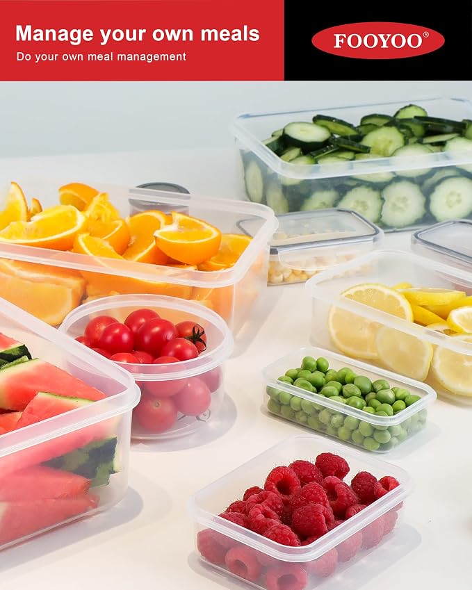 FOOYOO 56 Pcs Large Food Storage Containers Set with Lids (28 Containers + 28 Lids), Airtight Plastic Storage Containers for Pantry & Kitchen Organization, BPA-Free, Leak-Proof