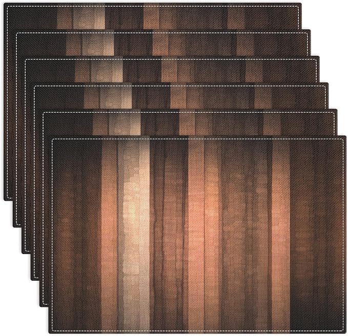 Emvency Farmhouse Placemats Set of 6, 12x18 Inch, Striped Rustic | Farmhouse Modern Art Painting Table Mats for Outdoor Home Party Kitchen Dining Decoration