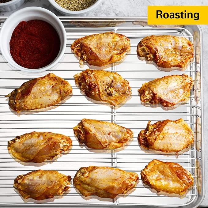 E-far Baking Cooling Rack Set of 2, Stainless Steel Metal Roasting Cooking Racks, Size - 15.3''x11.25'', Non Toxic & Rust Free, Oven & Dishwasher Safe