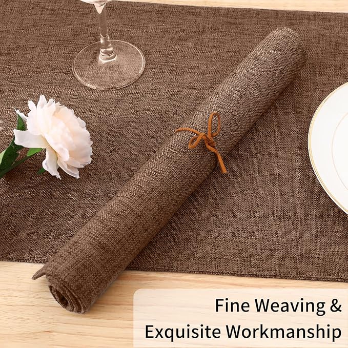 Homaxy Cloths Placemats for Dining Table Set of 4, 13" x 19", Brown | Heat Resistant, Washable, Cotton Linen Blend Table Mats, Easy to Clean Place Mats, Indoor Outdoor