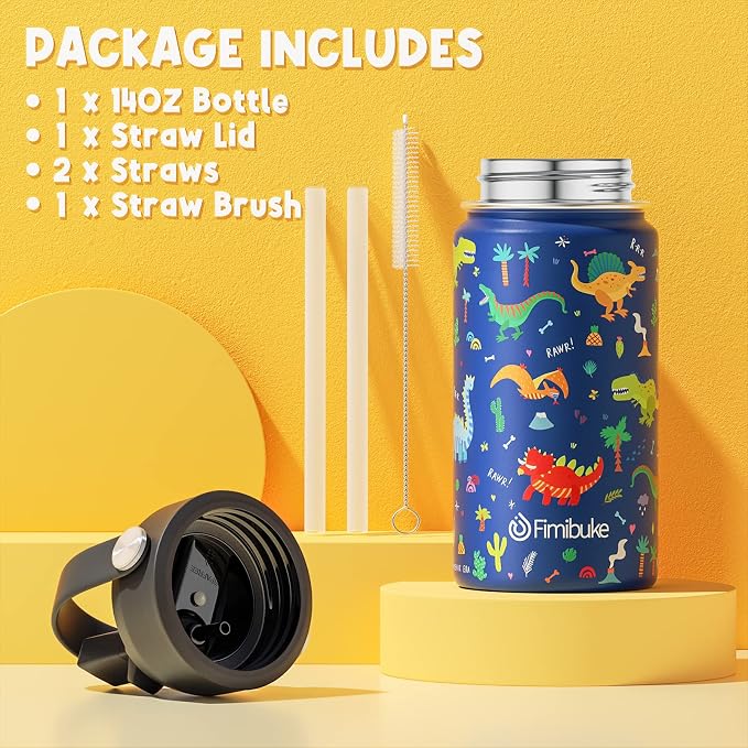 Fimibuke Kids Bento Lunch Box with Toddler Insulated Water Bottle Lunch Bag | Lunch Box Kids with 4 Compartments, Ice Pack & Utensils Set, Birthday Gifts for Ages 3-12 Back to School Toddler Girls Boys