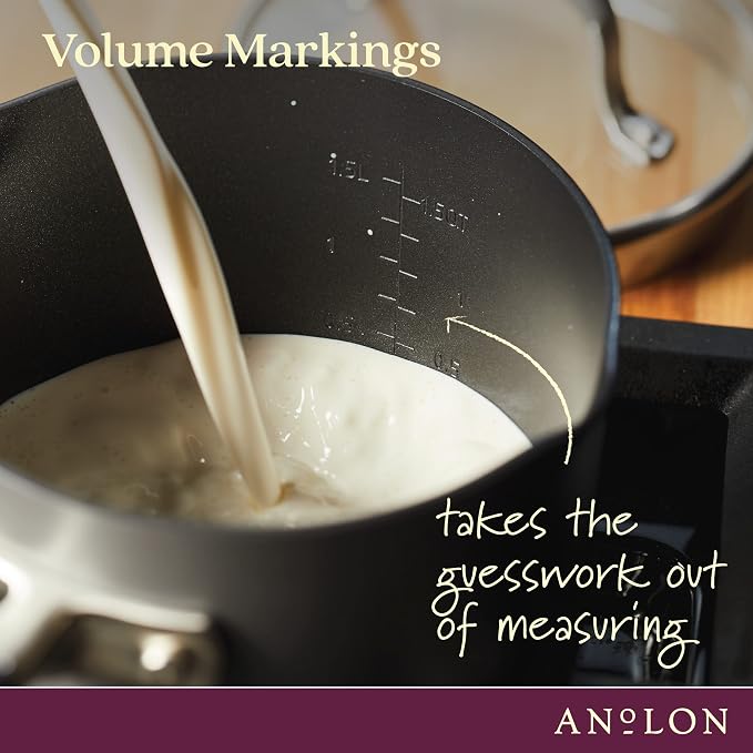 Anolon Advanced Home Hard-Anodized Nonstick Sauce Pan with Straining Lid, 2-Quart, Moonstone