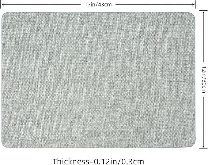 Faux Leather Placemats Set of 6, Wipeable Waterproof Stain Resistant Table Mats, Heat Resistant Thick Placemats with Hand-Painted Edges for Kitchen Dining, Imitative Linen Texture, Various Shapes