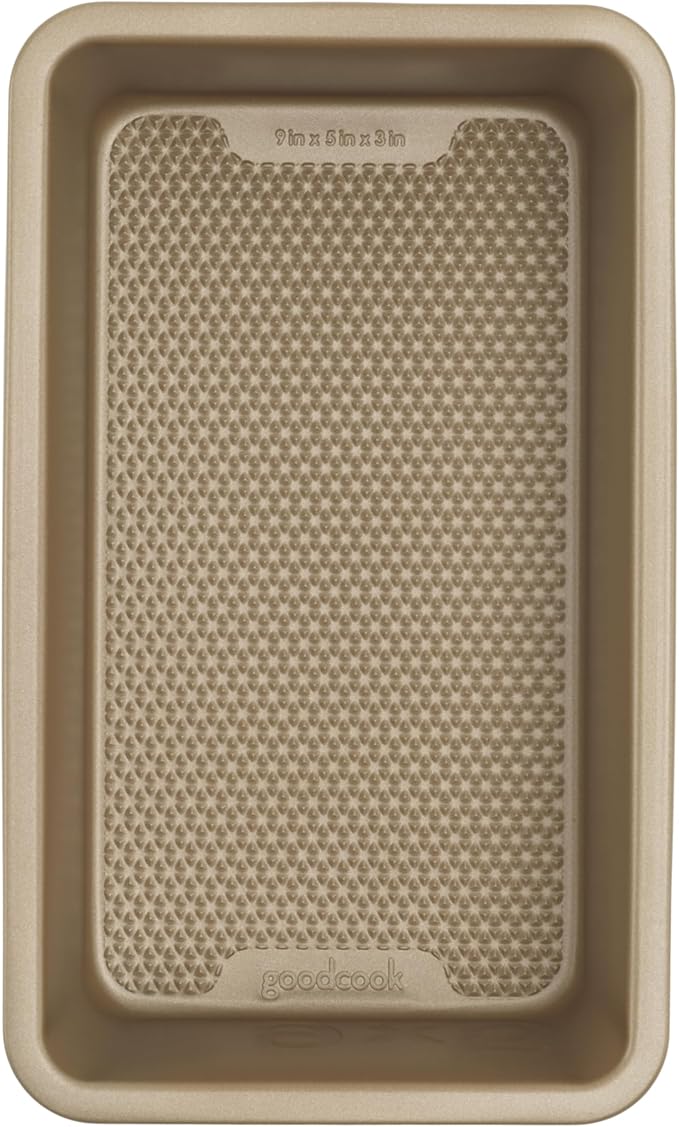 GoodCook BestBake Nonstick Textured Carbon Steel Loaf Pan, 9" x 5", Bronze