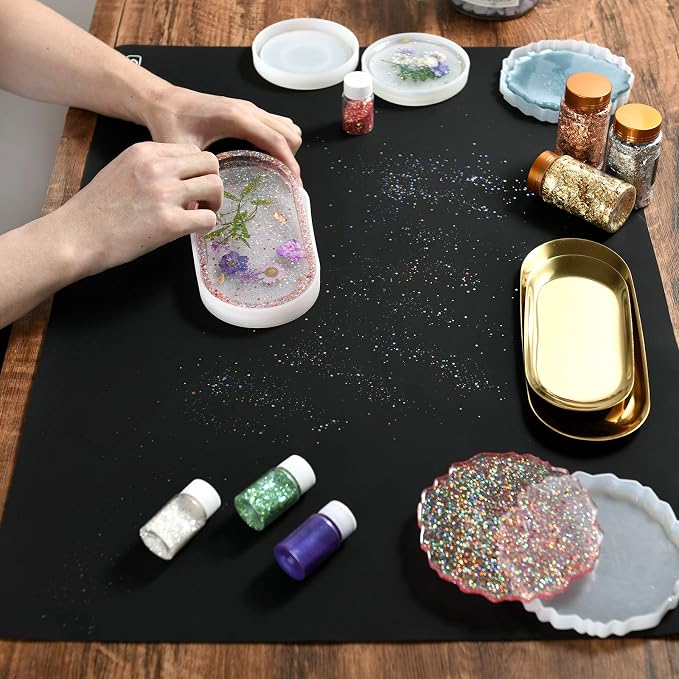 Sapid Large Silicone Sheet for Crafts Silicone Mat for Resin Art Painting | Extra Thick Jewelry Casting Mats, Nonstick Nonslip for Epoxy Resin, Art Painting, Heat-Resistant Counter Mat 20"x27.9", Black