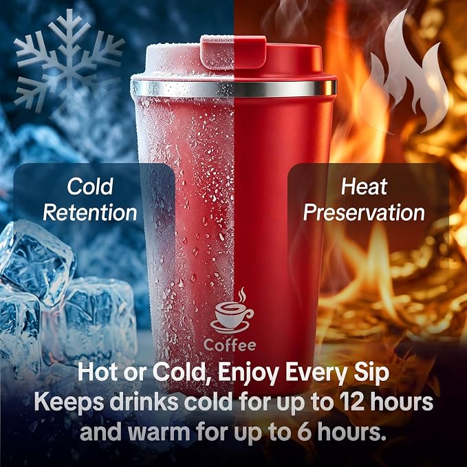 17oz Travel Coffee Mug ,Leakproof Vacuum Coffee Cup Insulated Tumbler | 304 Stainless Steel, Double-Wall Vacuum Insulated, Leakproof, Fits Hot & Cold Drinks Car Cup Holders, Travel, Office