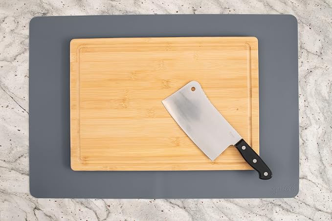GASARÉ, Set of 2, Extra Large, Thick, Silicone Mats for Kitchen Counter, Heat Resistant Mats, Countertop Protector, Non-Slip, Easy to Clean, 25 x 17 Inches x 1.4mm, Gray