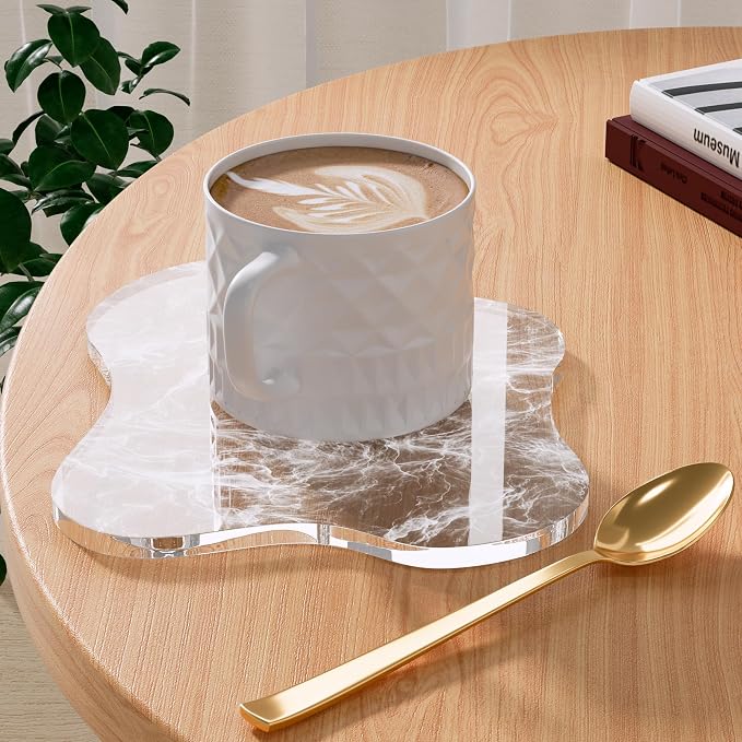 Acrylic Coaster Decorative Plates, Irregular Bar Drink Coaster,Perfect for Tabletop Protection and Accessories Display.（Fog）