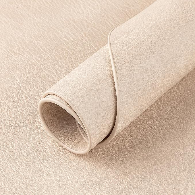 ADRIMER Placemats, Heat Resistant Oval Placemats Set of 4 Washable 12 x 17 Inch, Waterproof Table Mats, Wipeable Pu Place Mats for Kitchen, Dining Room, Beige