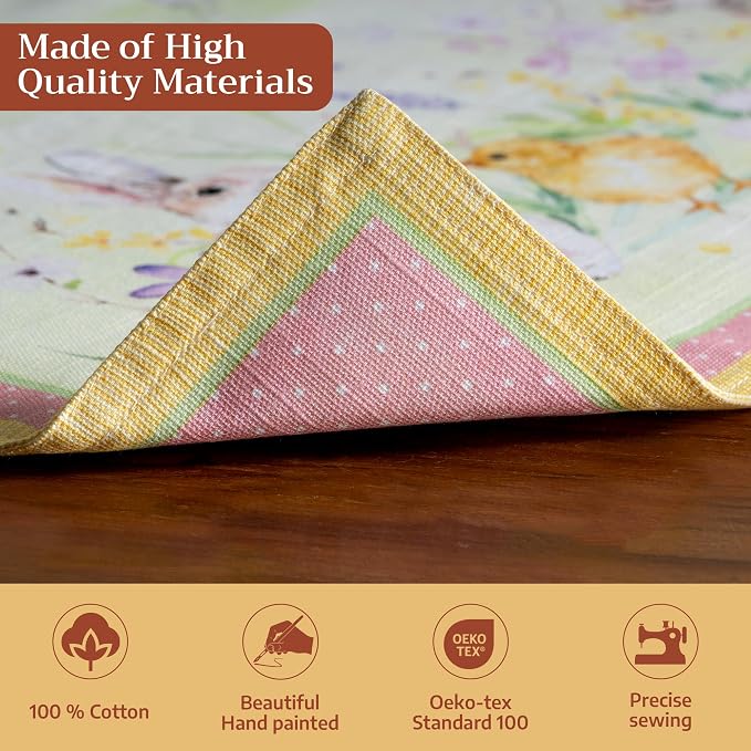 Maison d' Hermine Placemats Set of 4 Reusable 100% Cotton (13"x19") | Cloth Place Mats Washable Table Mats for Kitchen Dining Party Wedding Hotel Home Restaurant Spring Summer - Easter Zest
