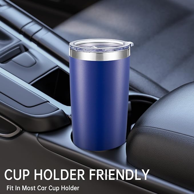 20 oz Tumblers Bulk Stainless Steel Tumbler with Lid, 6 Pack | Blue, 20oz Insulated Coffee Mug, Double Wall Vacuum, Powder Coated Cup, for Hot and Cold Drinks
