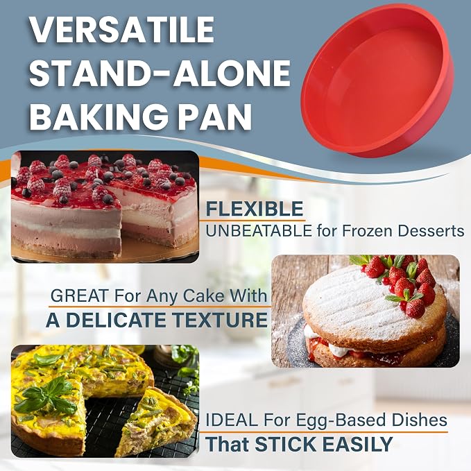 Spring Form Pan for Cheesecake, 9 Inch with Leakproof Silicone Sleeve | NONSTICK, Dishwasher Safe, No Leaks in WATER BATH, NO FOIL WRAP & Parchment Needed, Heavy-Gauge & Durable Carbon Steel 0.4 mm