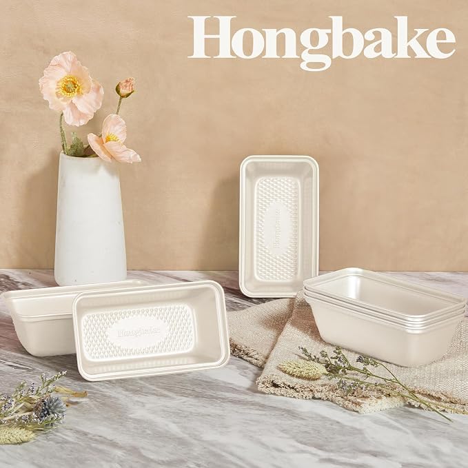 3 Pack Nonstick Mini Loaf Pans, 6 x 3.3 x 2 Inch Small Bread Pans for Homemade Bread, Tiny Banana Baking Tins with Diamond Texture, Non-toxic Mini Meatloaf Pans Set, Creamy