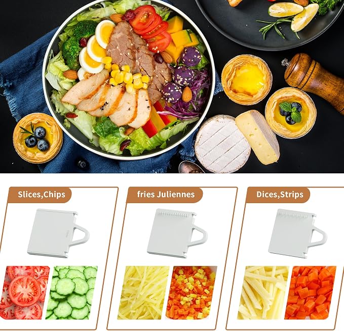 Safe Upgrade Mandoline Slicer with 41% Stronger Blades, Adjustable Thickness Potato Slicer for Chips & Veggies, Effortless Clean Slicer Vegetable Cutter for Daily Meal Prep, Chef-Approved Salad Maker