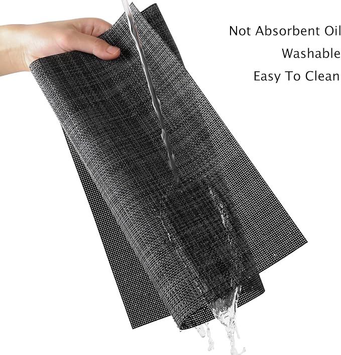 Myir JUN Placemats Set of 10 Kitchen and Dining Table Placemats | Vinyl Placemats Place Mats Indoor/Outdoor Set of 10 Washable Table Mats Non-Slip Place mats for Dining Table, Dark Gray-black