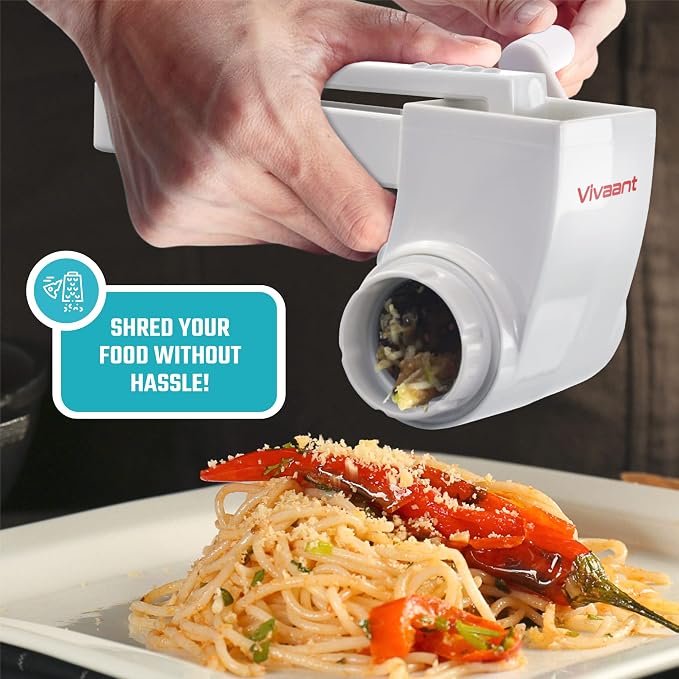 Rotary Cheese Grater Hand Crank, Handheld Parmesan Cheese Shredder | 2 Stainless Steel Drums, BPA-Free Dishwasher Safe Hand Held Cheese Grinder with Handle, Grates Hard Cheese, Chocolate & Nuts