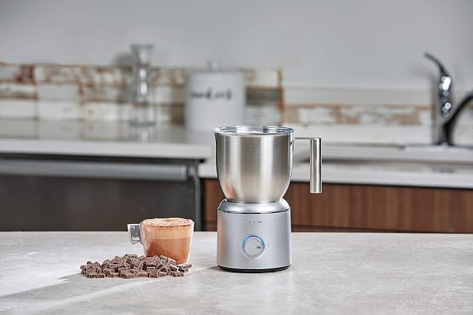 Capresso froth Select Automatic Milk Frother and Hot Chocolate Maker, Stainless Steel 209.05, Silver, 20 ounce | Stainless-Steel Pitcher, Froths 16 Oz, Heats 20 Oz, 4 Settings, Dishwasher-Safe
