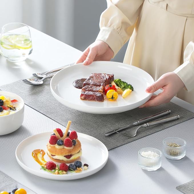 MALACASA Plates and Bowls Sets, 24 Pieces Modern Porcelain Dinnerware Set for 8, Ceramic Dishware Dishes White Kitchen Dinner Dining Ware Set, Microwave and Dishwasher Safe, Series LUNA | Modern Ceramic Dishware,Kitchen Dining Ware,Microwave and Dishwa...