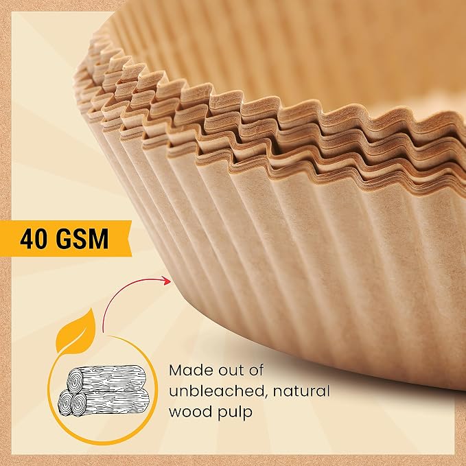 250 pcs Air Fryer Liners for Ninja, Round Disposable Airfryer Paper Liners | Non-Stick and Oil Proof for Easy Cleanup, Great for Oven, Pans & Baking – 8" for 5-8 qt Basket