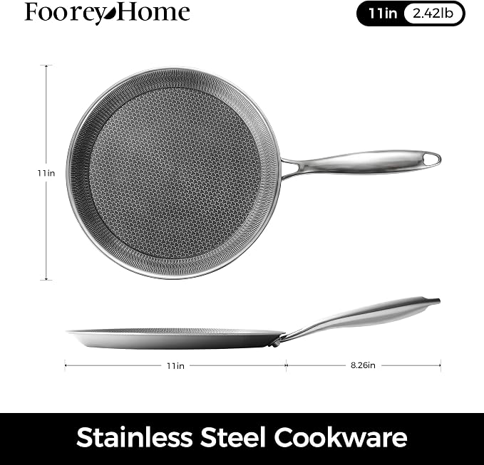 Stainless Steel Crepe Pan Honeycomb Nonstick Griddle Skillet | Premium Hybrid Cookware for Tortillas, Flatbreads and Omelets. Gas, Electric and Induction Stovetops Compatible.
