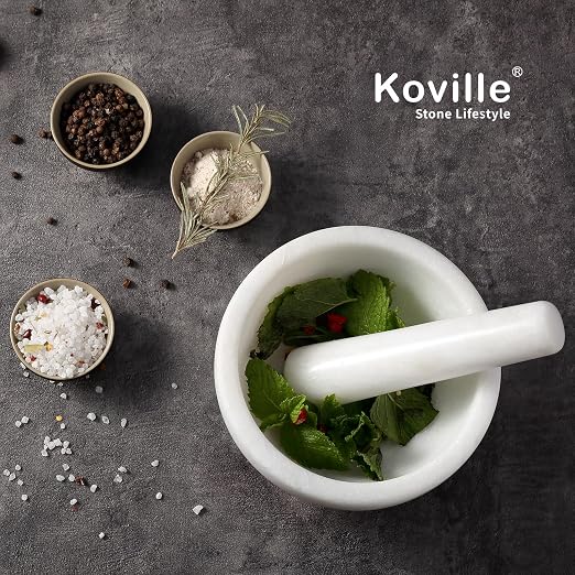 Marble Mortar and Pestle Set, 6.3"-2 Cups Grinder Bowl for Guacamole, Salsa, Pill Crusher, Spice, Herb, Garlic, Nut, Heavy Duty Grinder for Kitchen(Namib Fantasy)