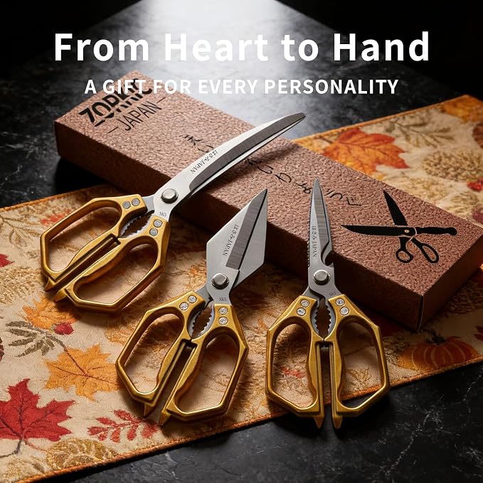 Kitchen Scissors Set Silver 3PCS, Heavy Duty Poultry Shears Kitchen Shear for Food Chicken Scissor All Purpose,Japan Meat Cutting Scissors, Bones Food Cooking Shears, Gifts for Men Women Mom Dad