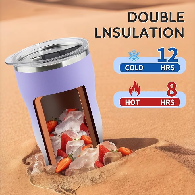 20 oz Insulated Tumbler, Straw and Flat Lids,White Pouple | 18/8 stainless steel, double-wall vacuum insulation, BPA-free materials, reusable straw, for everyday hot and cold drinks.