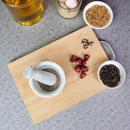 Marble Mortar & Pestle Kitchen Set – 4 Inch White Herb Grinder, Spice Grinder, Pill Crusher, Fine Powder Grinder, Avocado Masher & Coffee Mortar – Premium Large Hand Grinder Tool